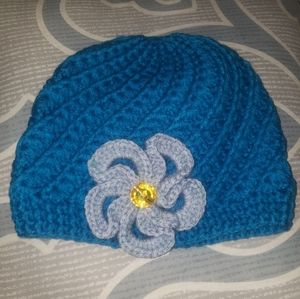 Crochet Hat Women Accessories Winter Fashion With Crochet Flower